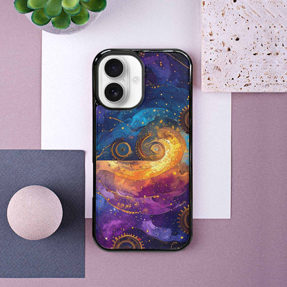 iPhone 16 Case — Steampunk Galaxy Art Seamless Pattern Vibrant, Custom Print Case Cover