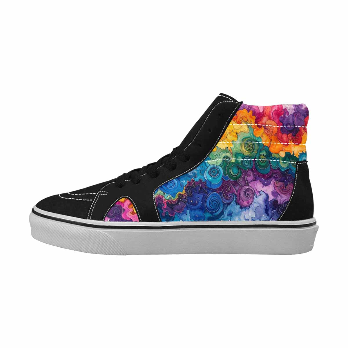 MEN'S Tie High Top Canvas Vibrant Chaos Custom Sneakers