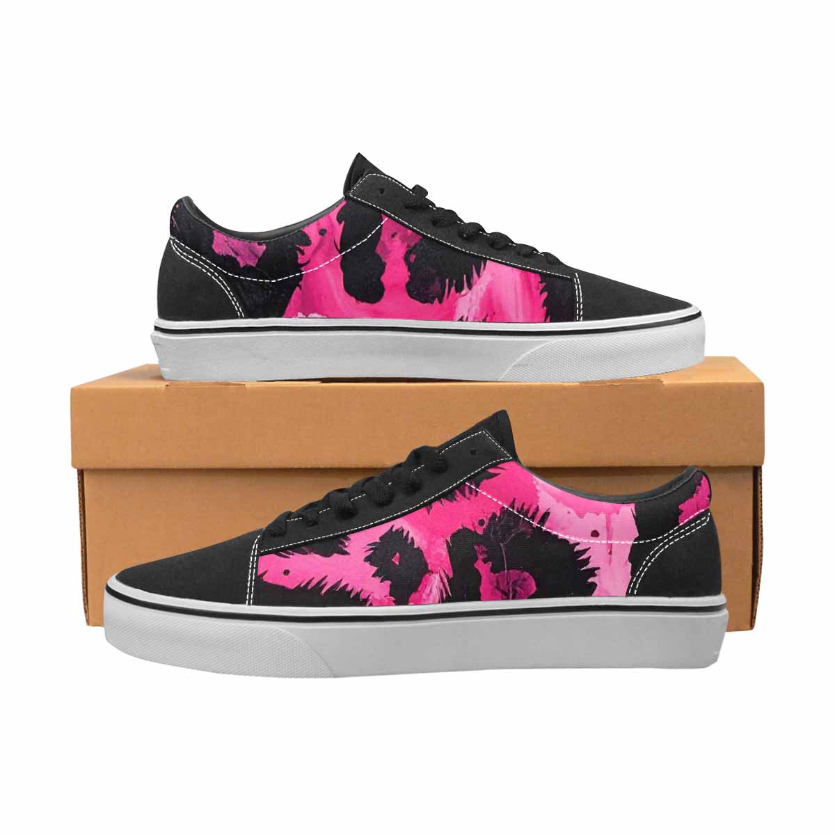 WOMEN'S Animal Print Lace-Up Canvas Vibrant Chaos Custom Sneakers