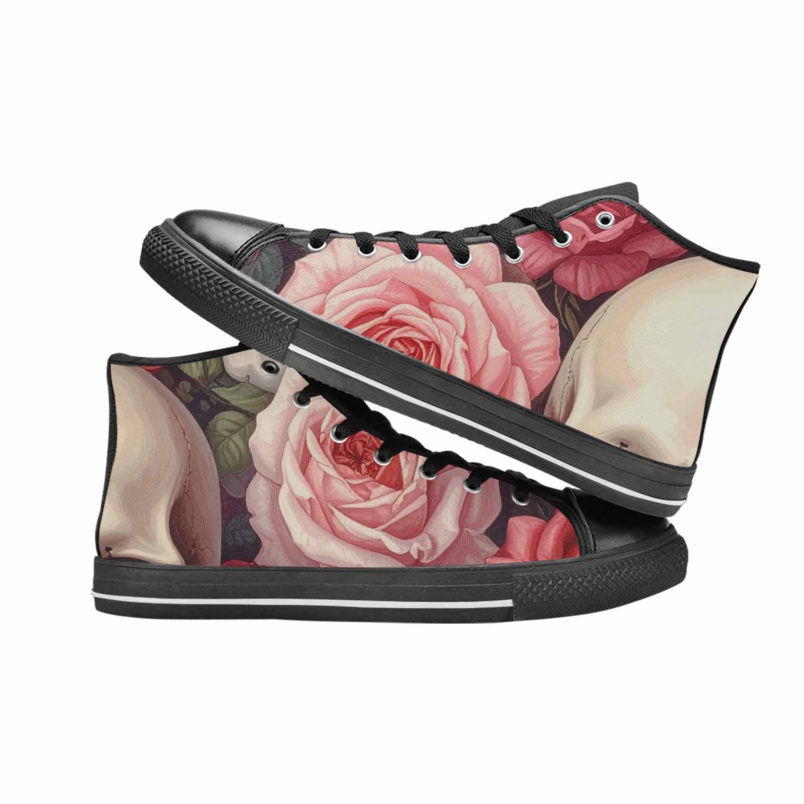 MEN'S Skulls Roses Soft Airbrush High Top Canvas Surreal Custom Sneakers