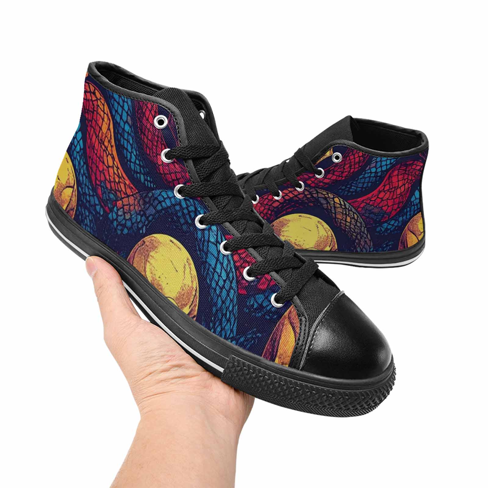 WOMEN'S Snake Skulls Print High Top Canvas Grunge Shoes