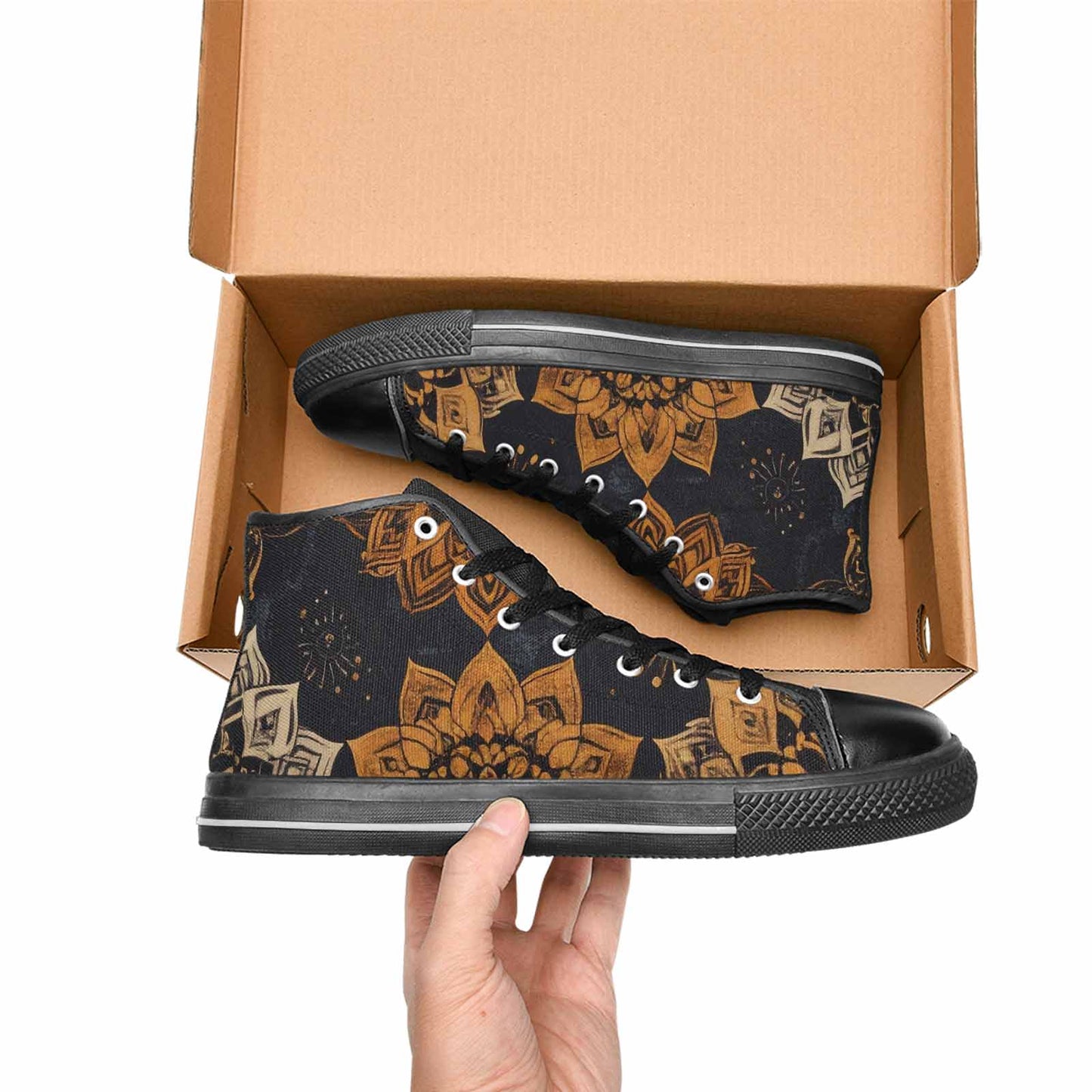 WOMEN'S Mandala High Top Canvas Wallpaper Art Shoes