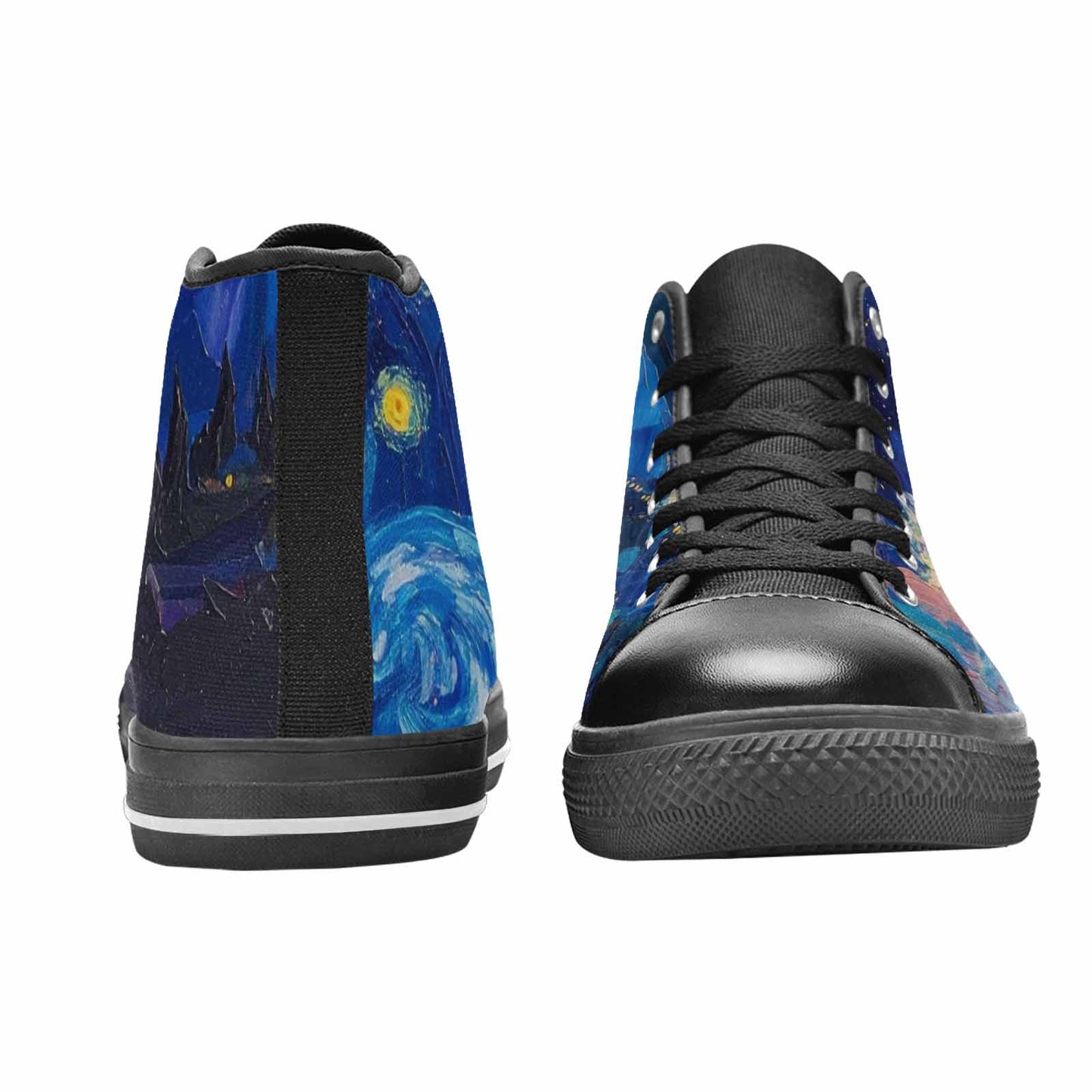 MEN'S Starry Night Van Gogh High Top Canvas Neon Fantasy Shoes
