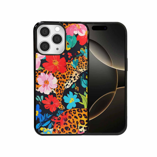 iPhone 15 Pro Max Case — Leopard Print Floral, Custom Art Phone Cover