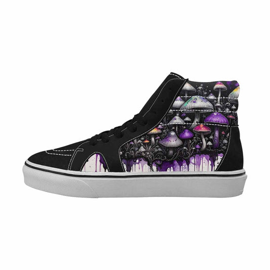 WOMEN'S Rainbow Drip Mushrooms High Top Canvas Vibrant Chaos Custom Sneakers