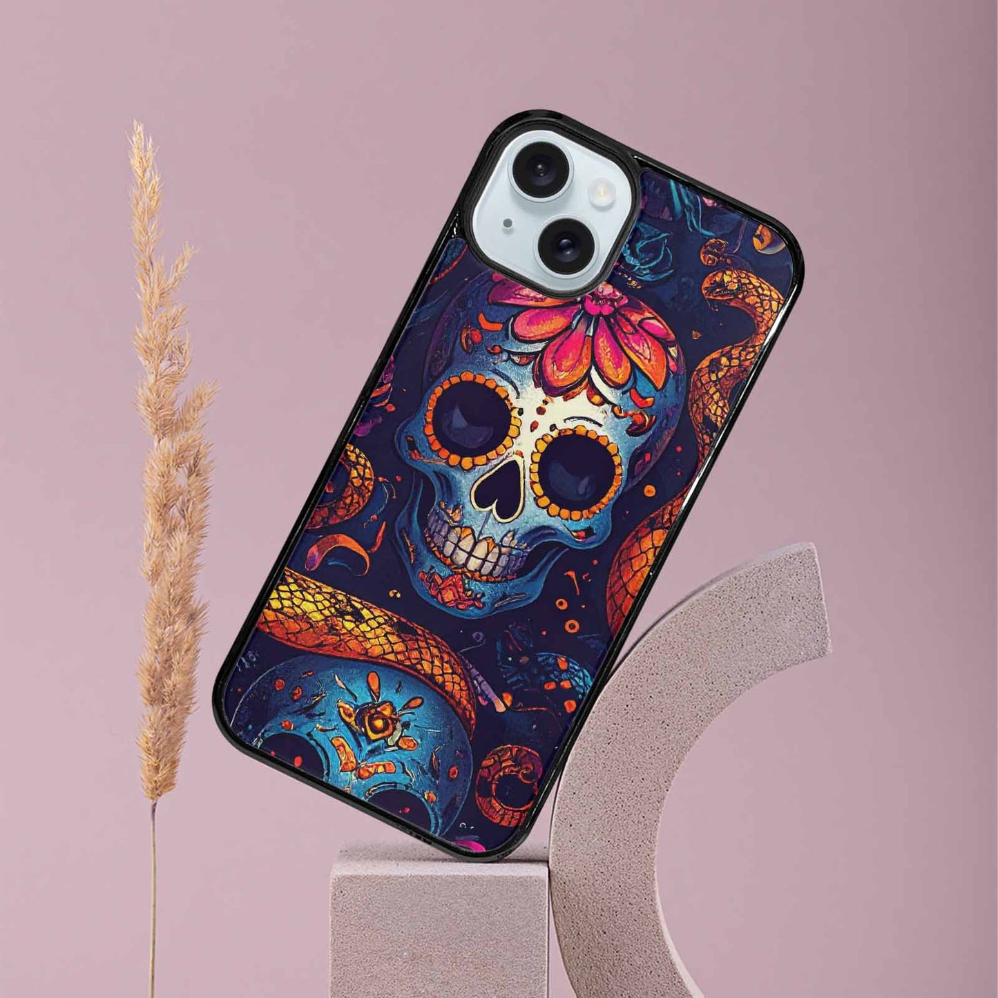 iPhone 15 Plus Case — Snake Skulls Print Custom, Custom Art Phone Cover