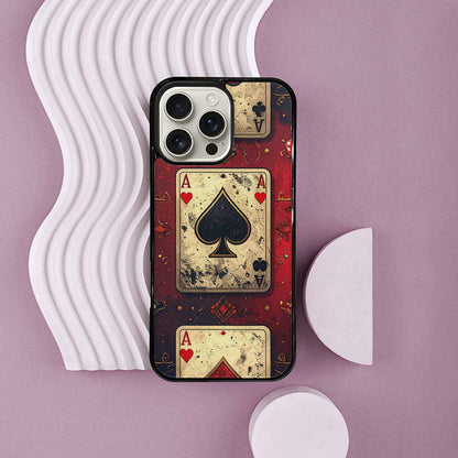 iPhone 16 Pro Max Case — Playing Card Suits Pattern Poker Chips, Custom Made Phone Cover