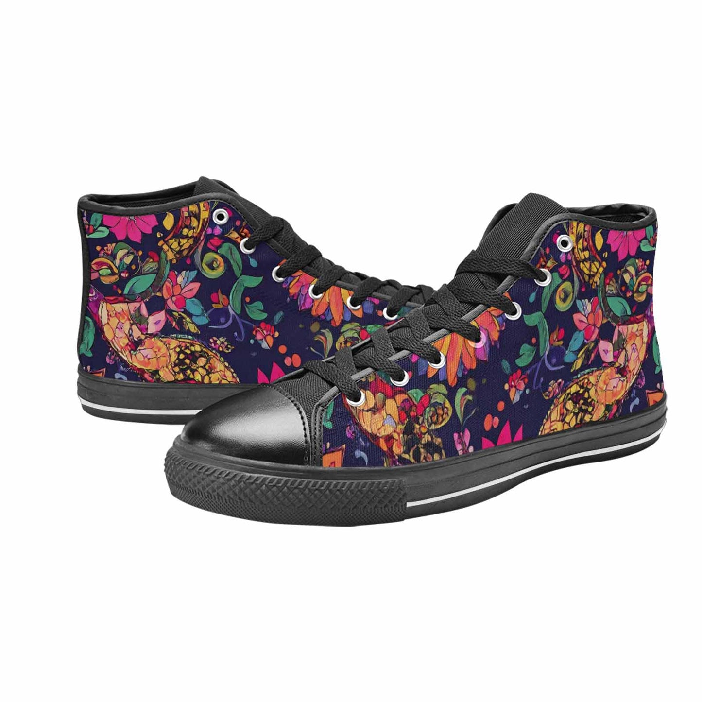 WOMEN'S Floral Snake Print High Top Canvas Dreamcore Sneakers