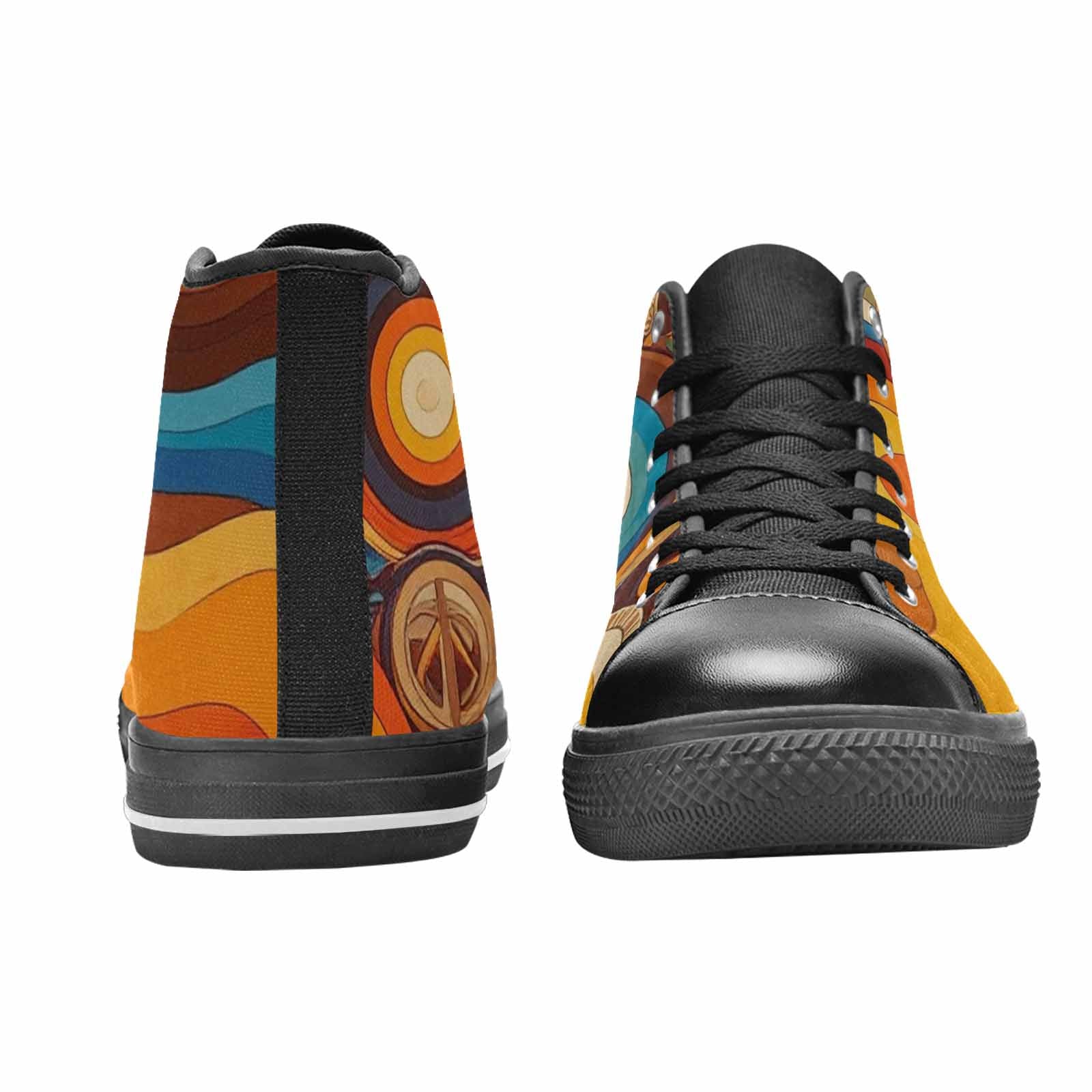 WOMEN'S Groovy 70S Peace High Top Canvas Dark Academia Shoes