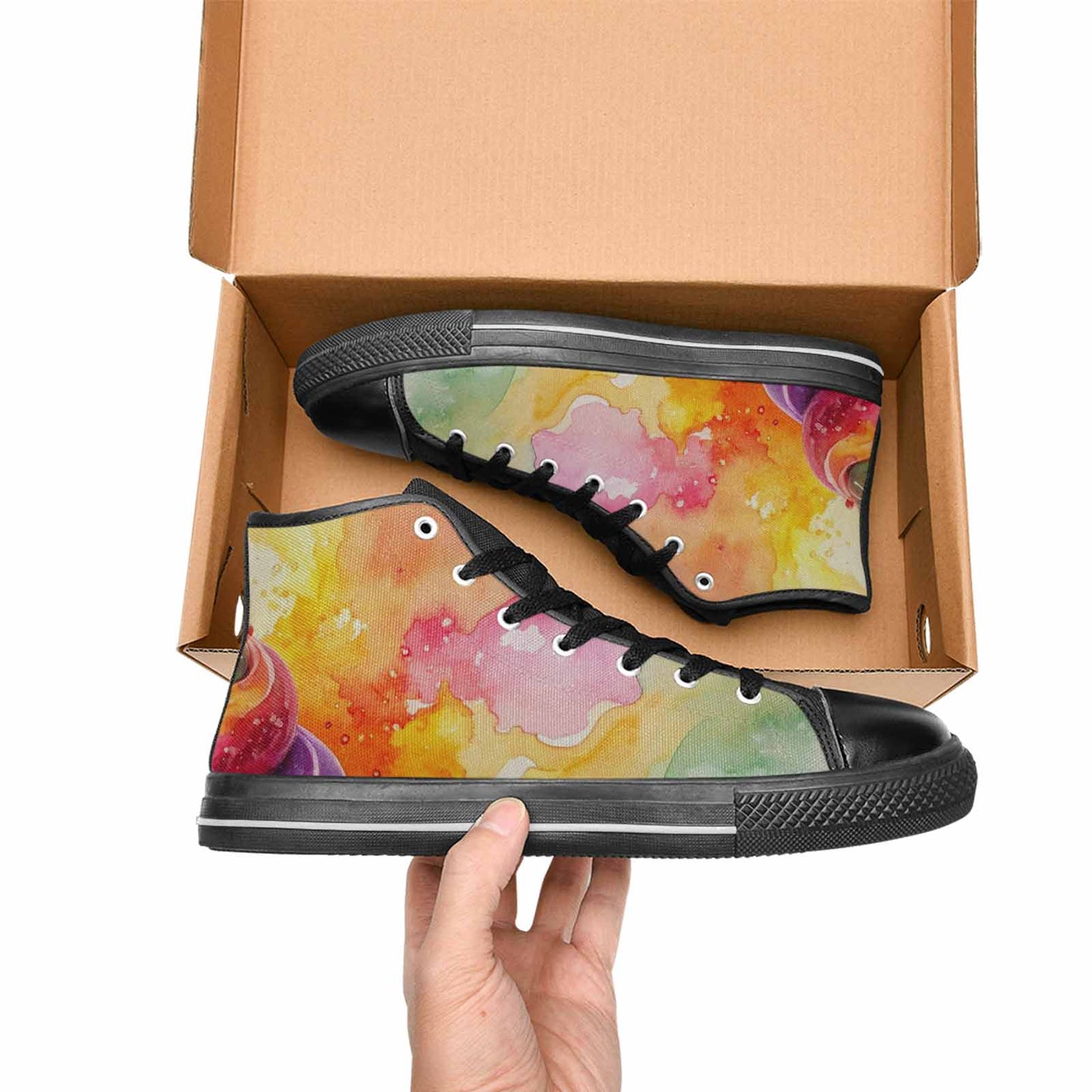 WOMEN'S Melting Icecream Collage High Top Canvas Vibrant Chaos Shoes