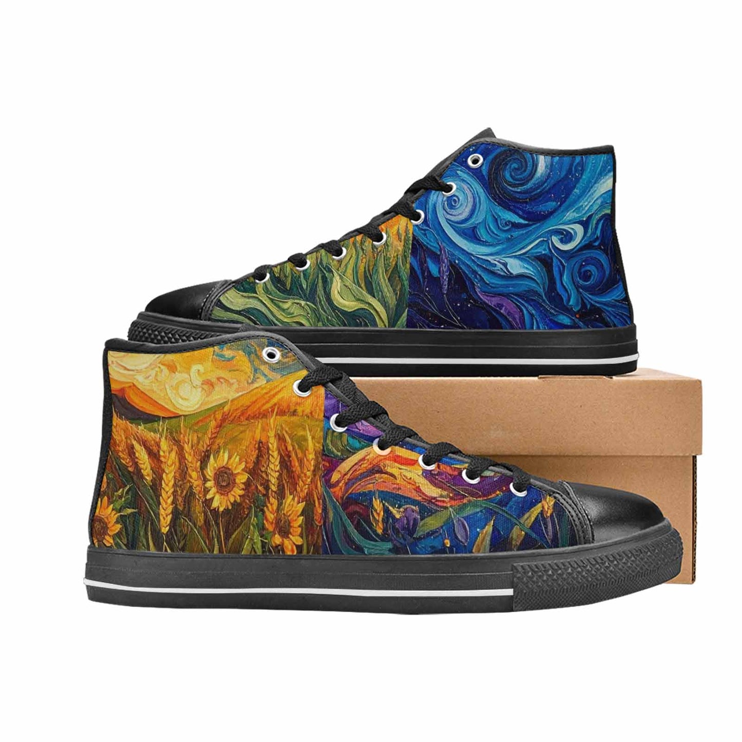 WOMEN'S Blend All Versions High Top Canvas Vibrant Chaos Custom Sneakers