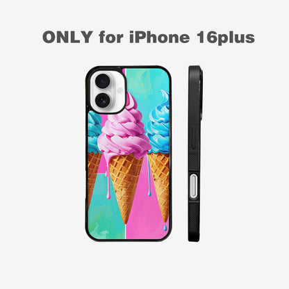 iPhone 16 Plus Case — Collage Of Overlapping Waffle Cones Icecream, Custom Printed Phone Case
