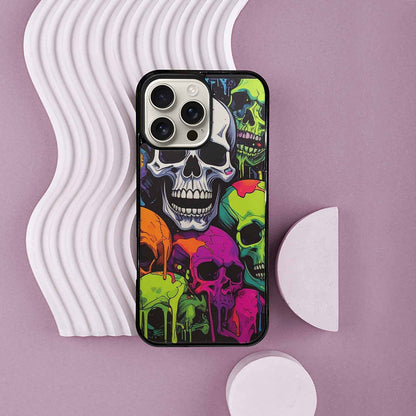 iPhone 16 Pro Max Case — Vibrant Camo 1000\'s Of Skeletons Neon, Personalized Phone Case