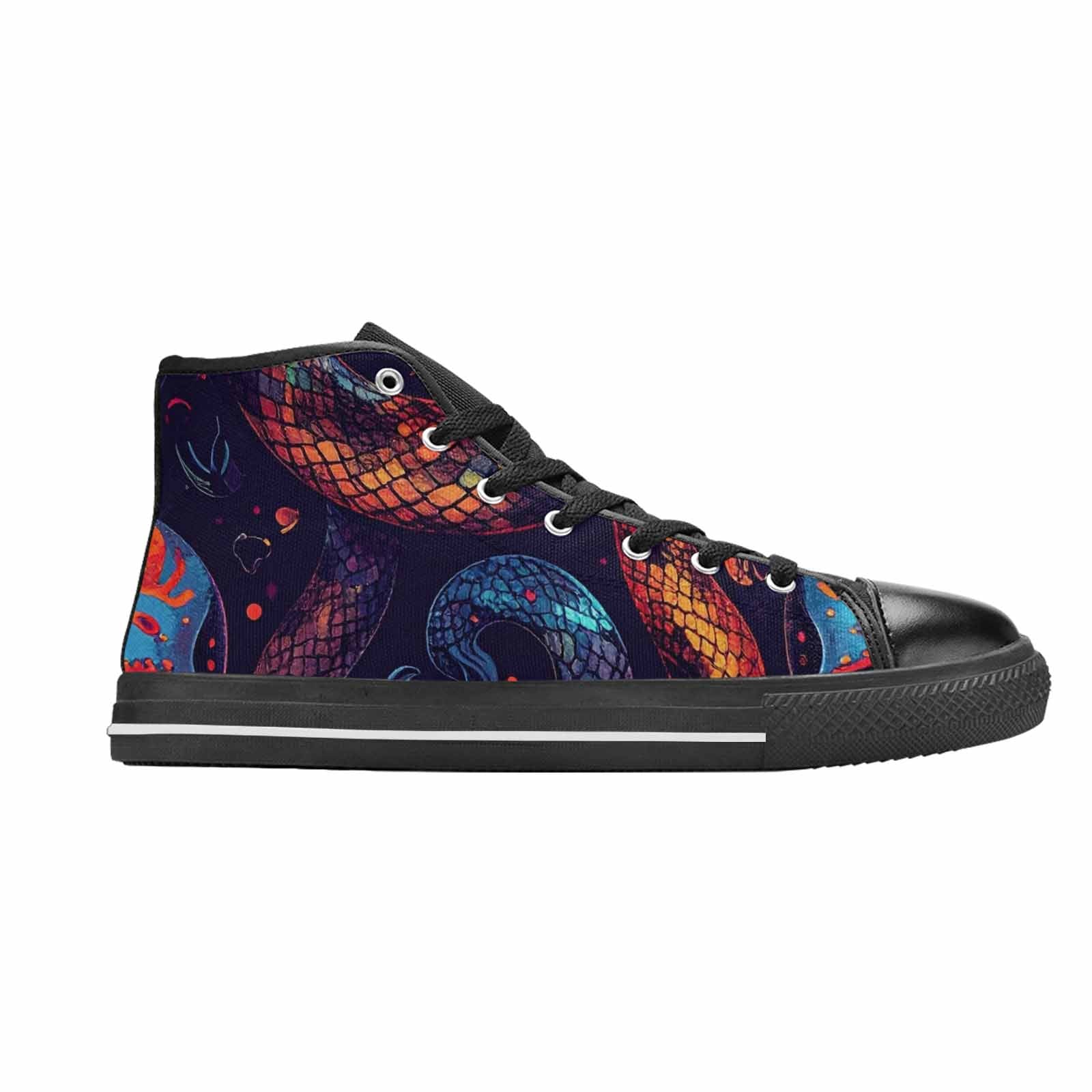 WOMEN'S Snake Skulls Print High Top Canvas Dark Academia Custom Sneakers