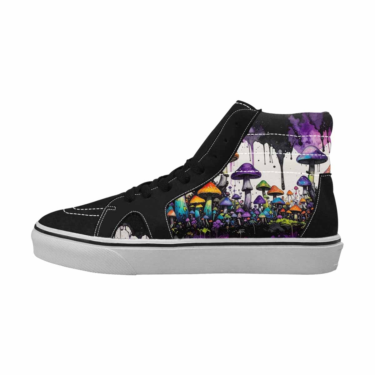 MEN'S Rainbow Drip Mushrooms High Top Canvas Surreal Custom Shoes
