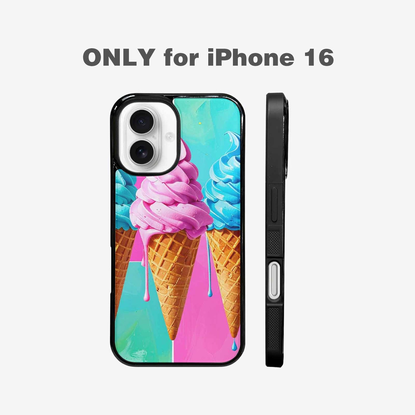 iPhone 16 Case — Collage Of Overlapping Waffle Cones Icecream, Custom Art Phone Cover