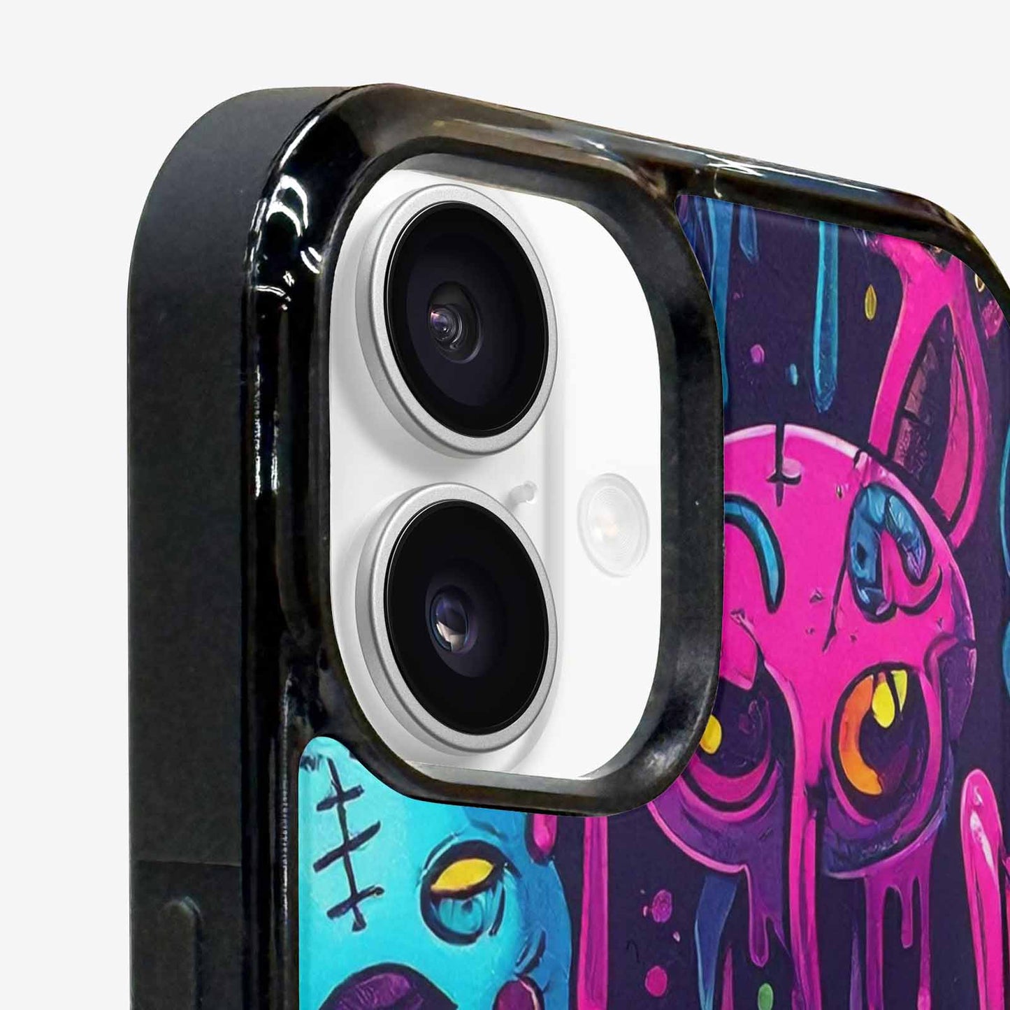 iPhone 16 Plus Case — Mixed Toxic Glow Creature Pattern Hundreds, Custom Art Phone Cover