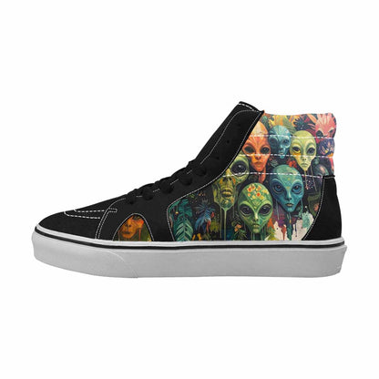 MEN'S Aliens High Top Canvas Neon Fantasy Custom Shoes