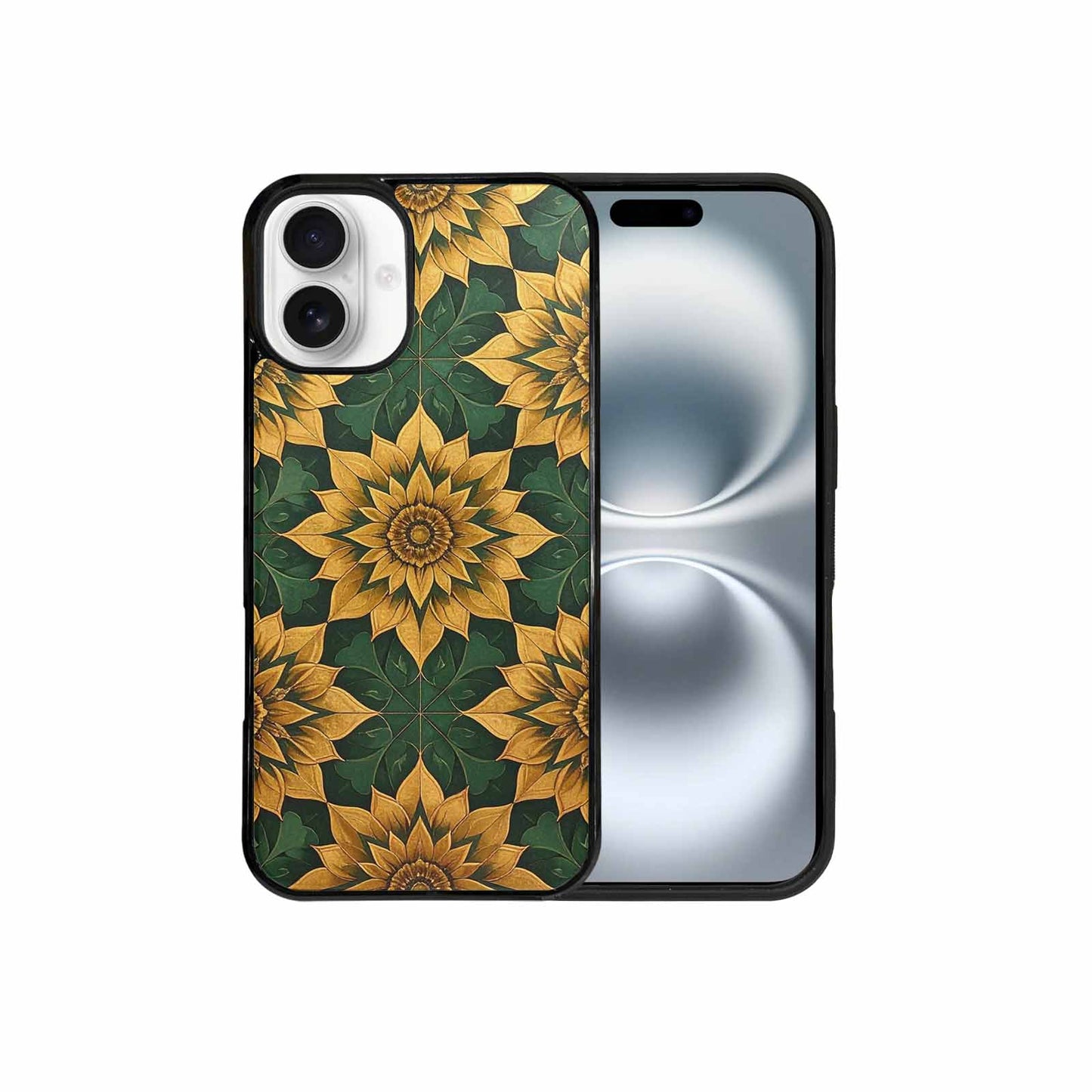 iPhone 16 Plus Case — Sunflower Mandala Kaleidoscope Custom, Custom Print Case Cover