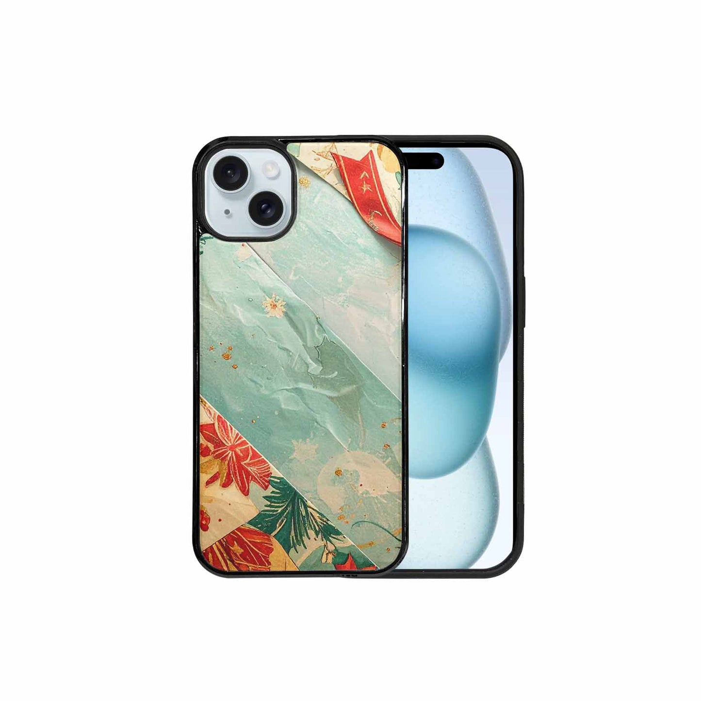 iPhone 15 Plus Case — Christmas Wrapping Paper Pattern Art Wallpaper, Custom Art Phone Cover