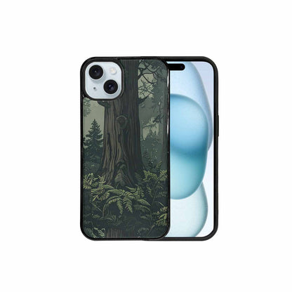 iPhone 15 Plus Case — Seamless Pattern Ancient Redwood Forest Giant, Custom Phone Case