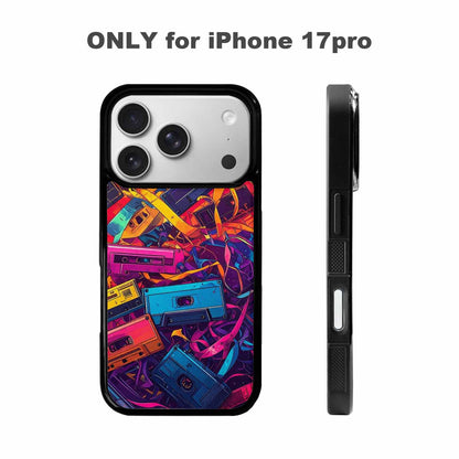iPhone 17 Pro Case — Retro Cassette Tape Pattern Hundreds Retro, Custom Phone Case