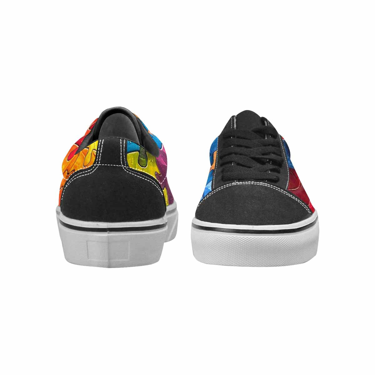 WOMEN'S Autism Puzzle Pieces Lace-Up Canvas Dark Academia Custom Sneakers