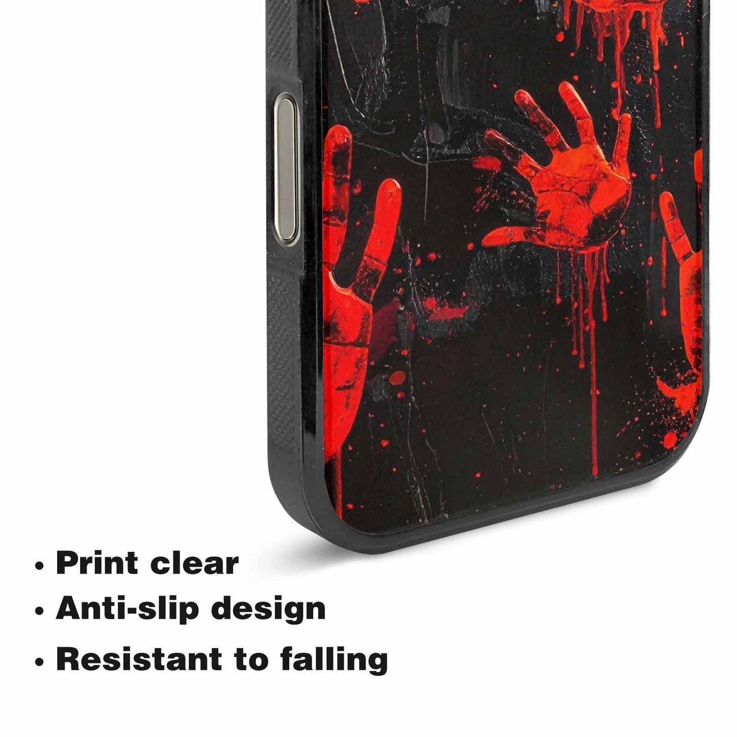 iPhone 16 Pro Case — Splatter Paint Art Hand Prints Black, Custom Phone Case