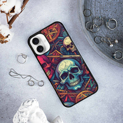 iPhone 16 Plus Case — Sacred Geometry Lots Of Skulls Seamless, Custom Phone Case