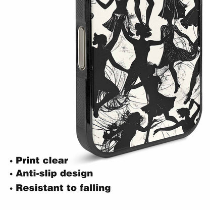 iPhone 16 Pro Case — Bold Dancing Figure Line Art Pattern, Custom Print Case Cover