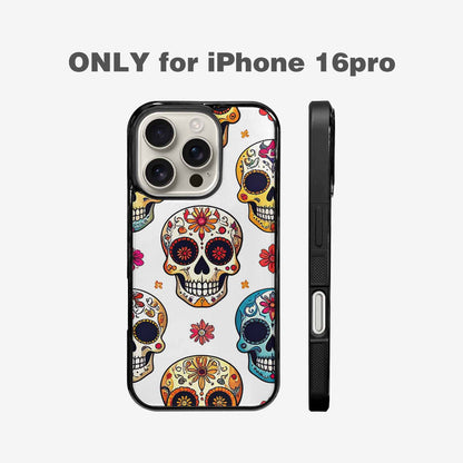 iPhone 16 Pro Case — Vibrant Skull Seamless, Custom Phone Case