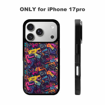 iPhone 17 Pro Case — Retro Cassette Tape Pattern Hundreds Retro, Custom Phone Case