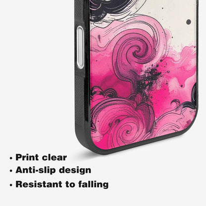 iPhone 16 Case — Van Gogh Swirl Black Pink Ink, Customized Protective Case
