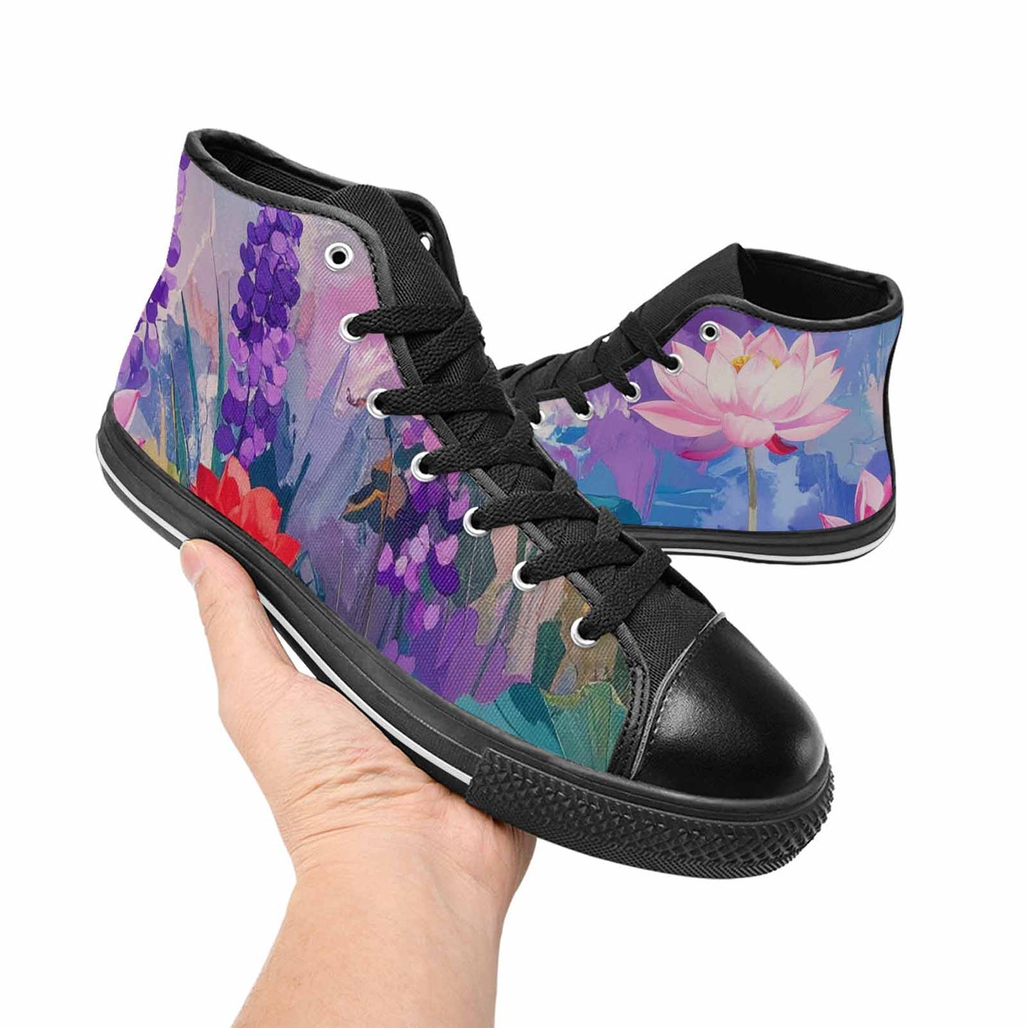 MEN'S Monet-Style Impressionist Water High Top Canvas Vivid Shoes