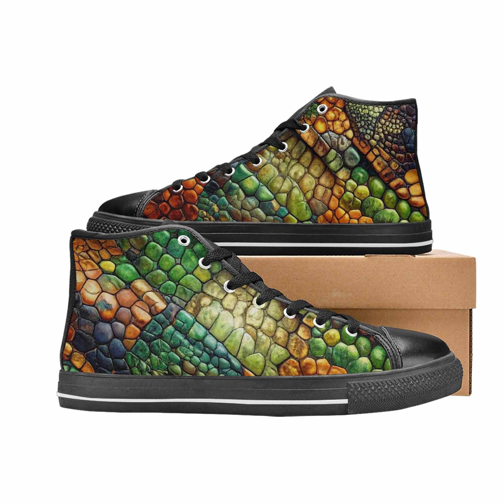 MEN'S Snake Skin Reptile High Top Canvas Dreamcore Custom Shoes