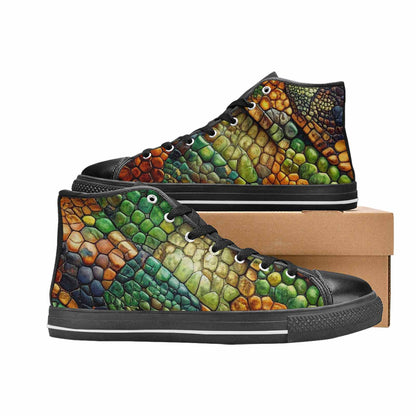 MEN'S Snake Skin Reptile High Top Canvas Dreamcore Custom Shoes