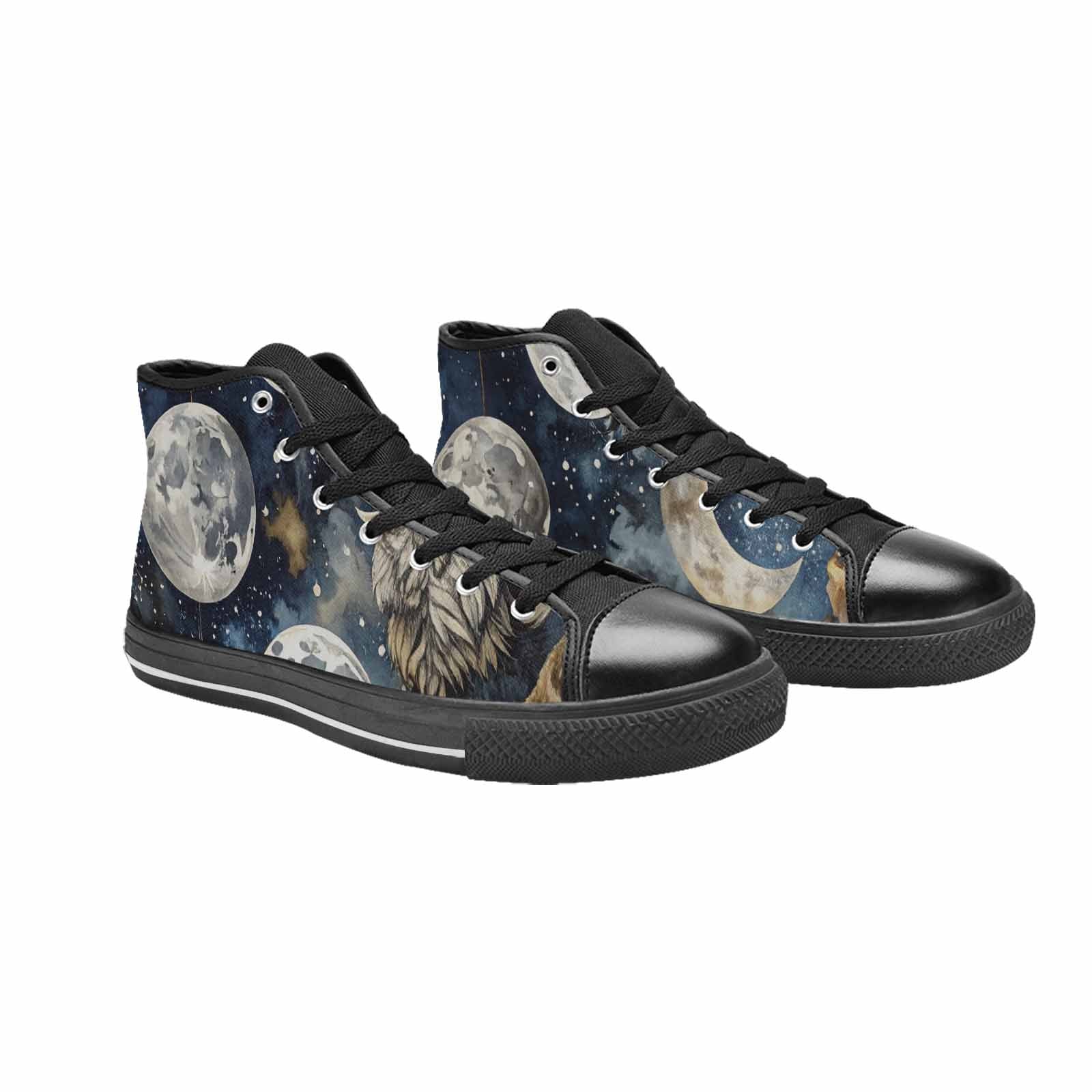 WOMEN'S Wolf Silhouette Moon High Top Canvas Dreamcore Custom Sneakers