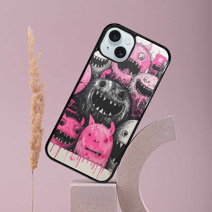 iPhone 15 Plus Case — Monsters General Black Pink Ink Cartoon, Original Design Phone Case