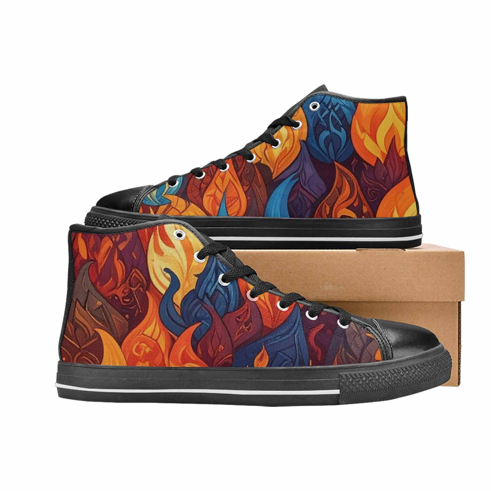 WOMEN'S Fire Flame High Top Canvas Dreamcore Custom Sneakers