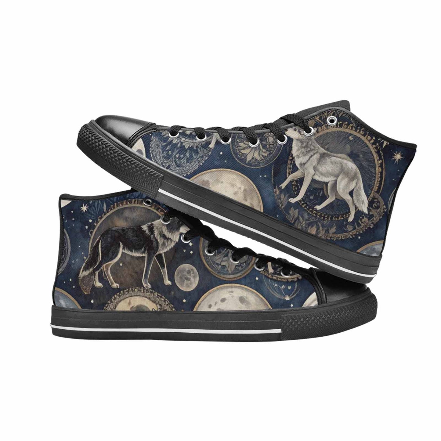 MEN'S Wolves Everywhere Collage High Top Canvas Vivid Custom Shoes
