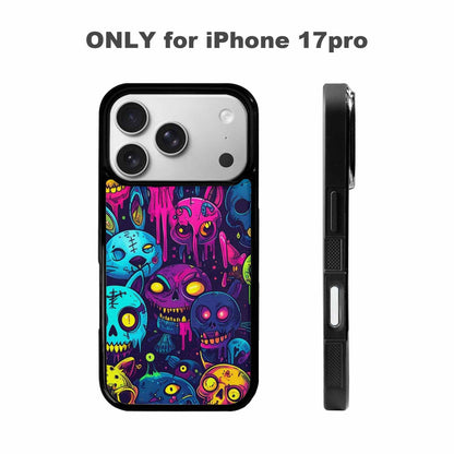 iPhone 17 Pro Case — Mixed Toxic Glow Creature Pattern Cartoon, Custom Designed Case Cover