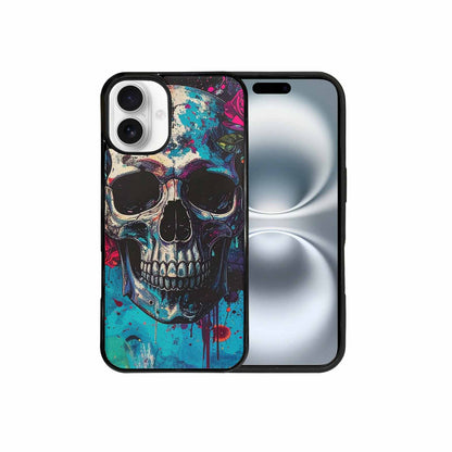 iPhone 16 Plus Case — Skulls Roses Acid Wash Custom, Customized Protective Case