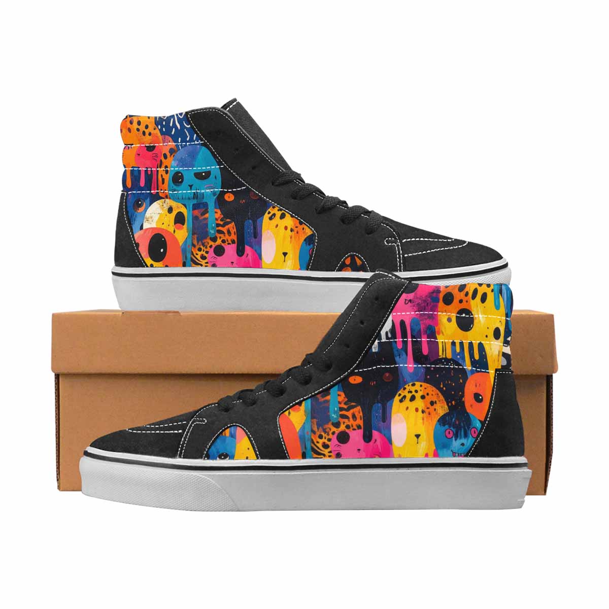 WOMEN'S Alien High Top Canvas Bold Print Wallpaper Art All Over Print Shoes