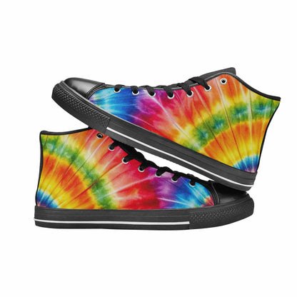 MEN'S Rainbow Spiral Tie Dye High Top Canvas Dark Academia Shoes