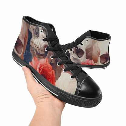 WOMEN'S Skulls Roses Soft Airbrush High Top Canvas Aesthetic Shoes