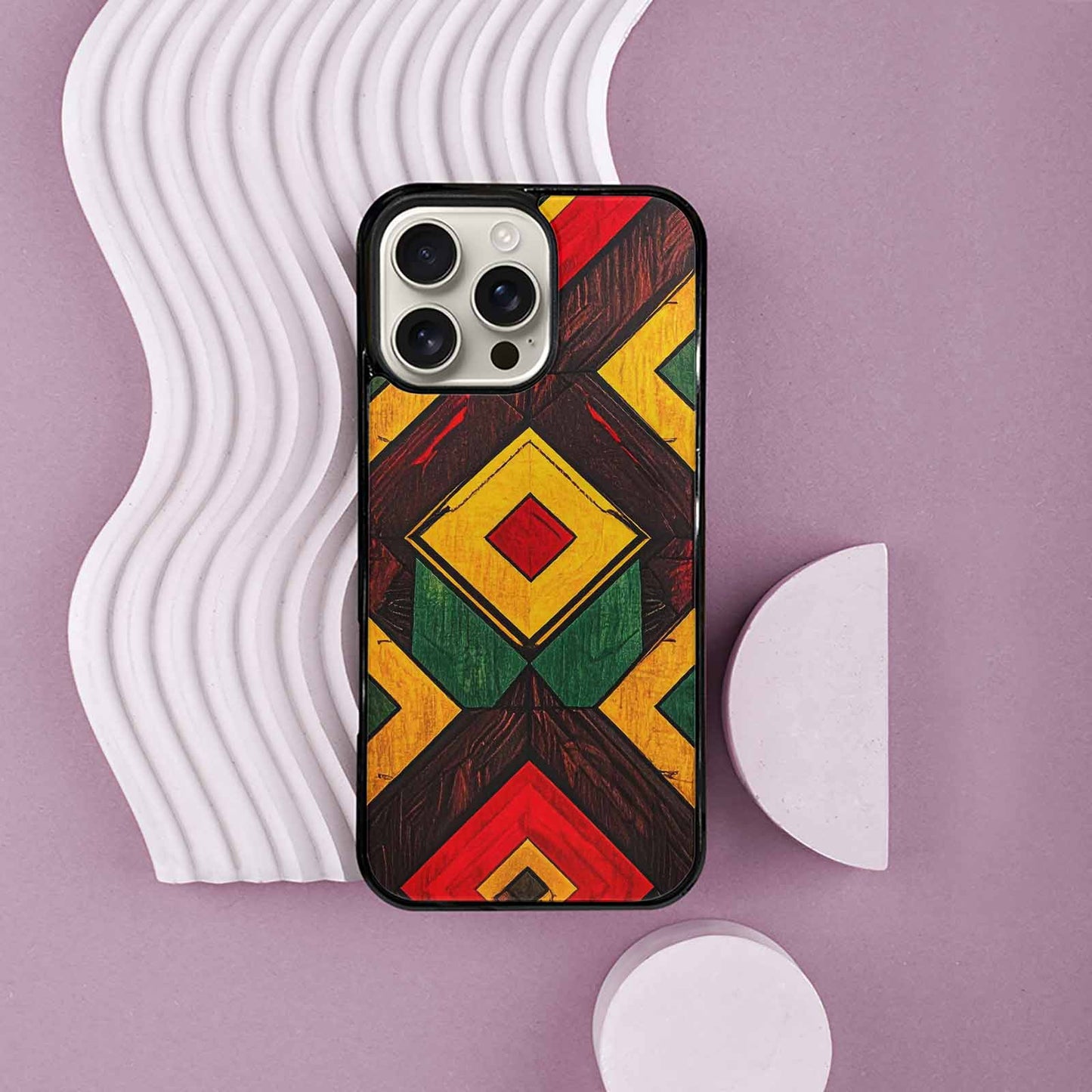 iPhone 16 Pro Max Case — African Kente Cloth Inspired Pattern Geometric, Custom Art Phone Cover