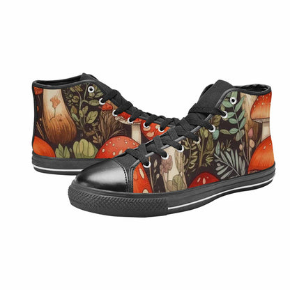 WOMEN'S Mushroom High Top Canvas Cottagecore Custom Sneakers