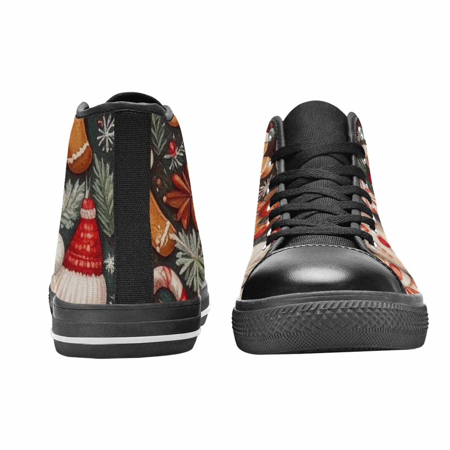 MEN'S Christmas Holly Snowflake High Top Canvas Surreal Custom Sneakers