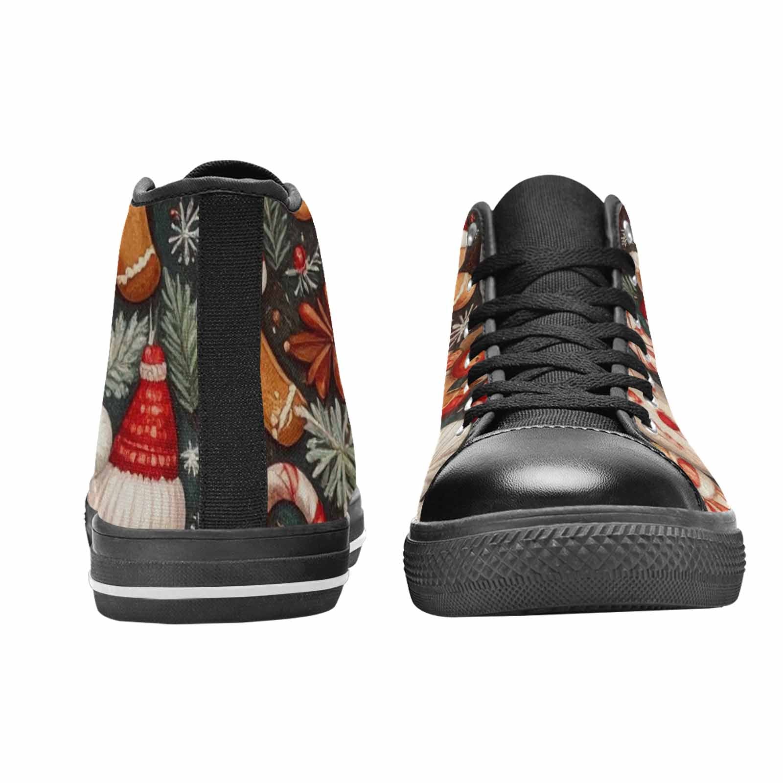 MEN'S Christmas Holly Snowflake High Top Canvas Surreal Custom Sneakers