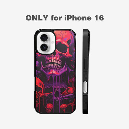 iPhone 16 Case — Red Purple Skeletons Neon Drip Melting, Custom Phone Case